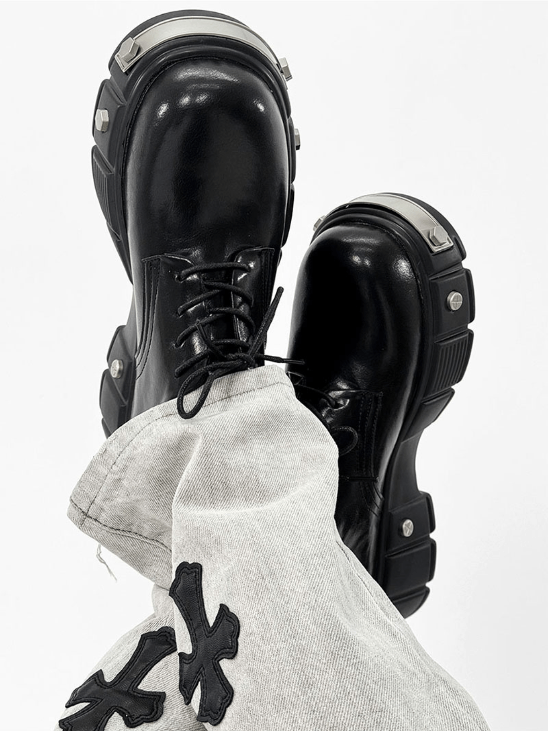 Head Round Toe Leather Shoes na948