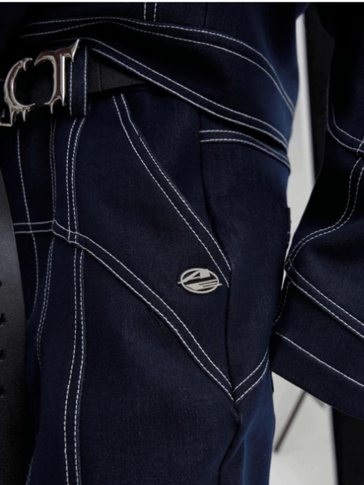 [CulturE] Wide-leg Stitch Denim Jeans  NA676
