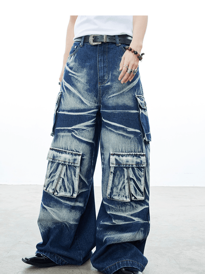 [CROWORLD] Vintage Pocket Loose Jeans na768