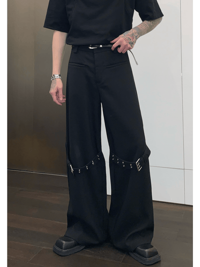 [CUIBUJU] strap design straight suit pants na755