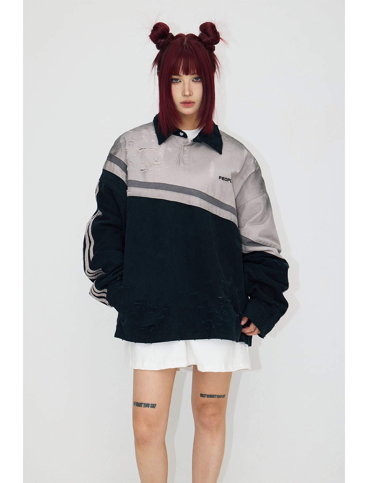 [PeopleStyle] Damaged Polo Lapel Pullover Jacket na793