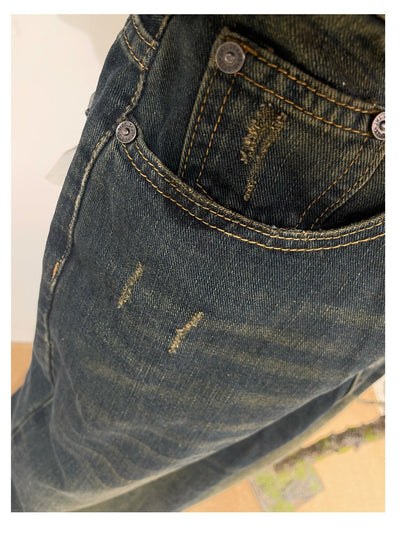 [14GSL] Washed Loose Denim Pants NA648