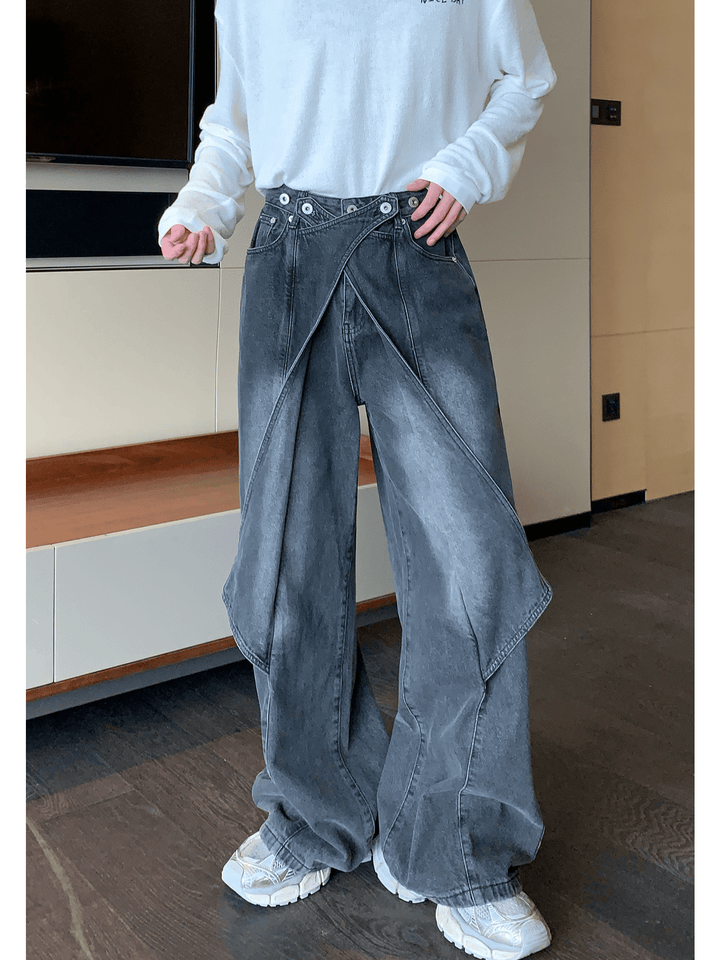[CUIBUJU] Heavy deconstructed design straight jeans NA837