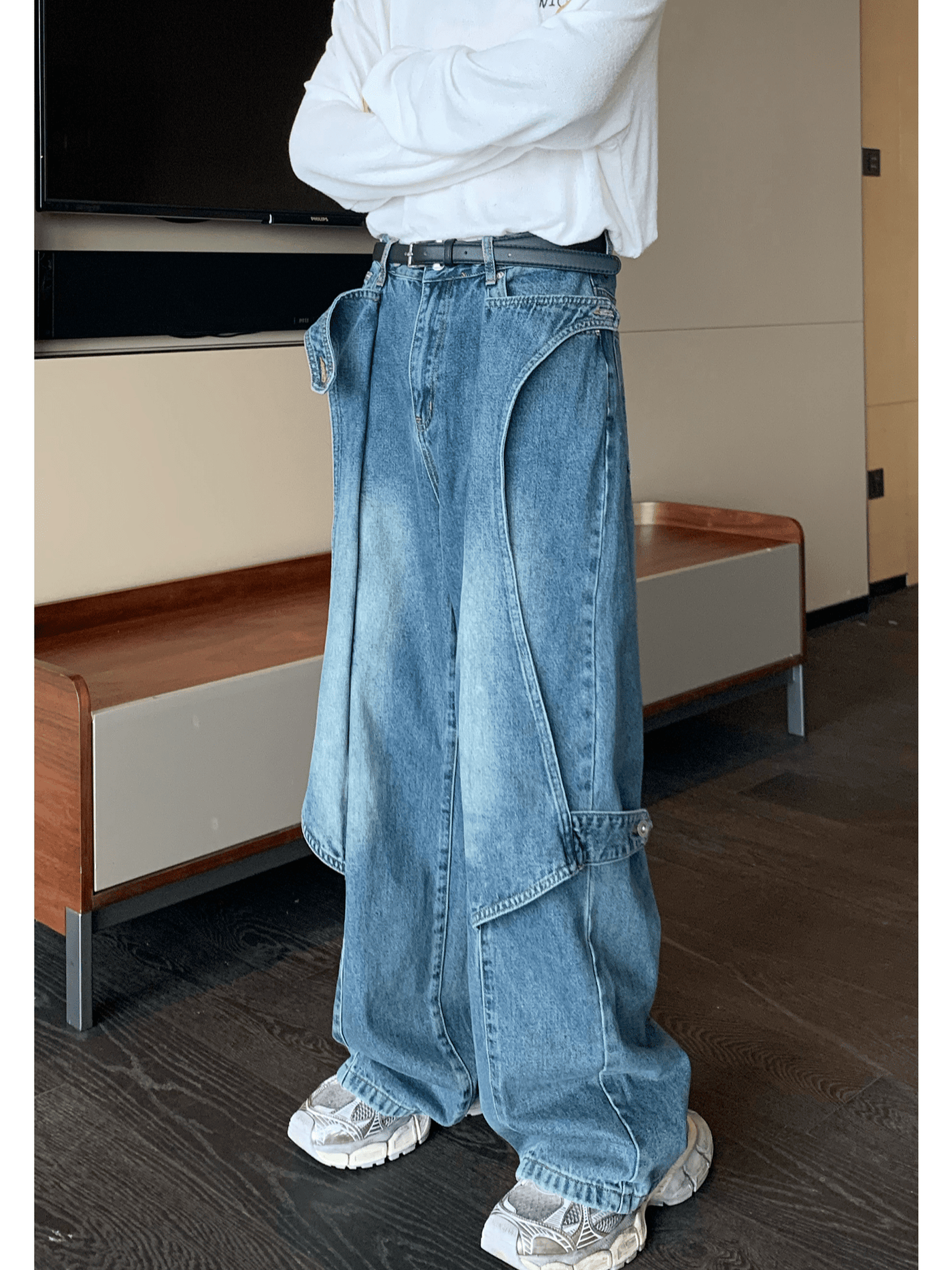 [CUIBUJU] Heavy deconstructed design straight jeans NA837
