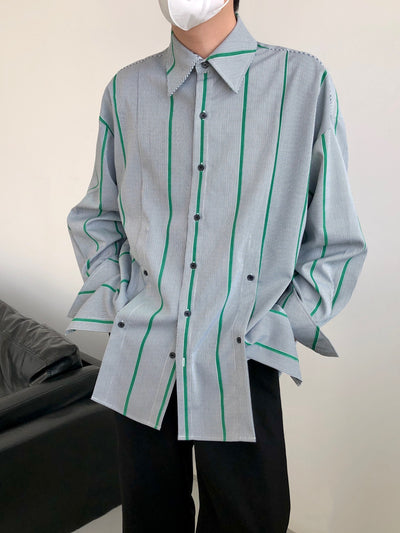 In loose casual striped shirt NA656 