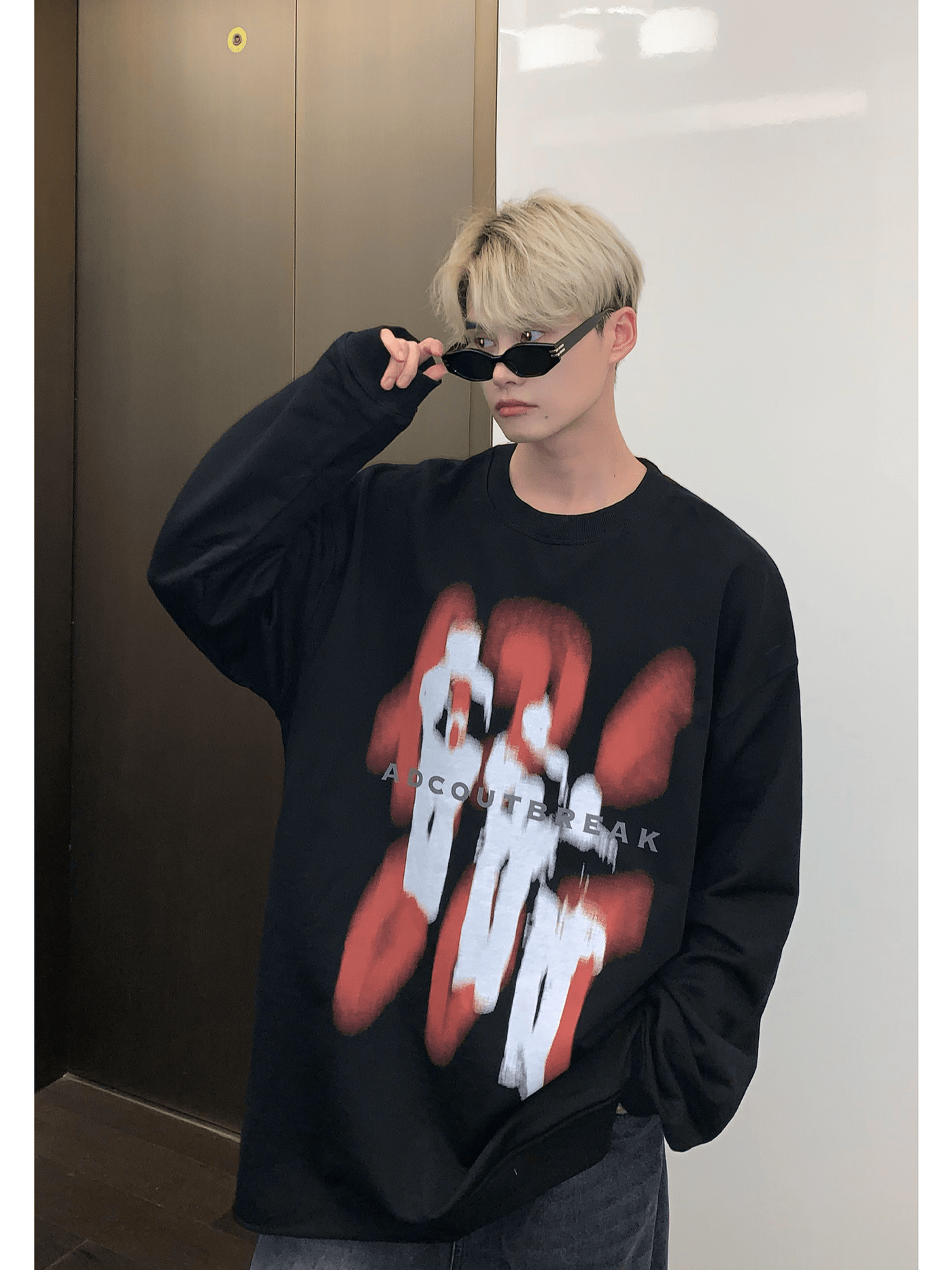 [CUIBUJU] color contrast printing sweater NA846