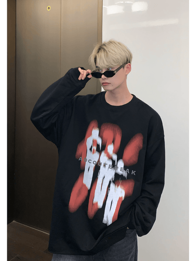[CUIBUJU] color contrast printing sweater NA846