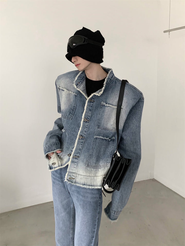 [AutumnWind] shoulder pad denim jacket na962 