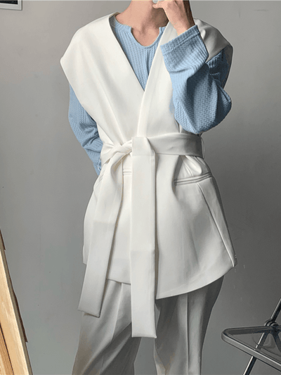 [ACETAILORS STUDIO] trendy collarless suit vest NA585