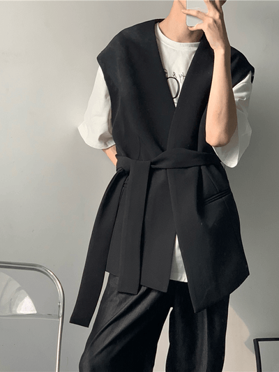 [ACETAILORS STUDIO] trendy collarless suit vest NA585