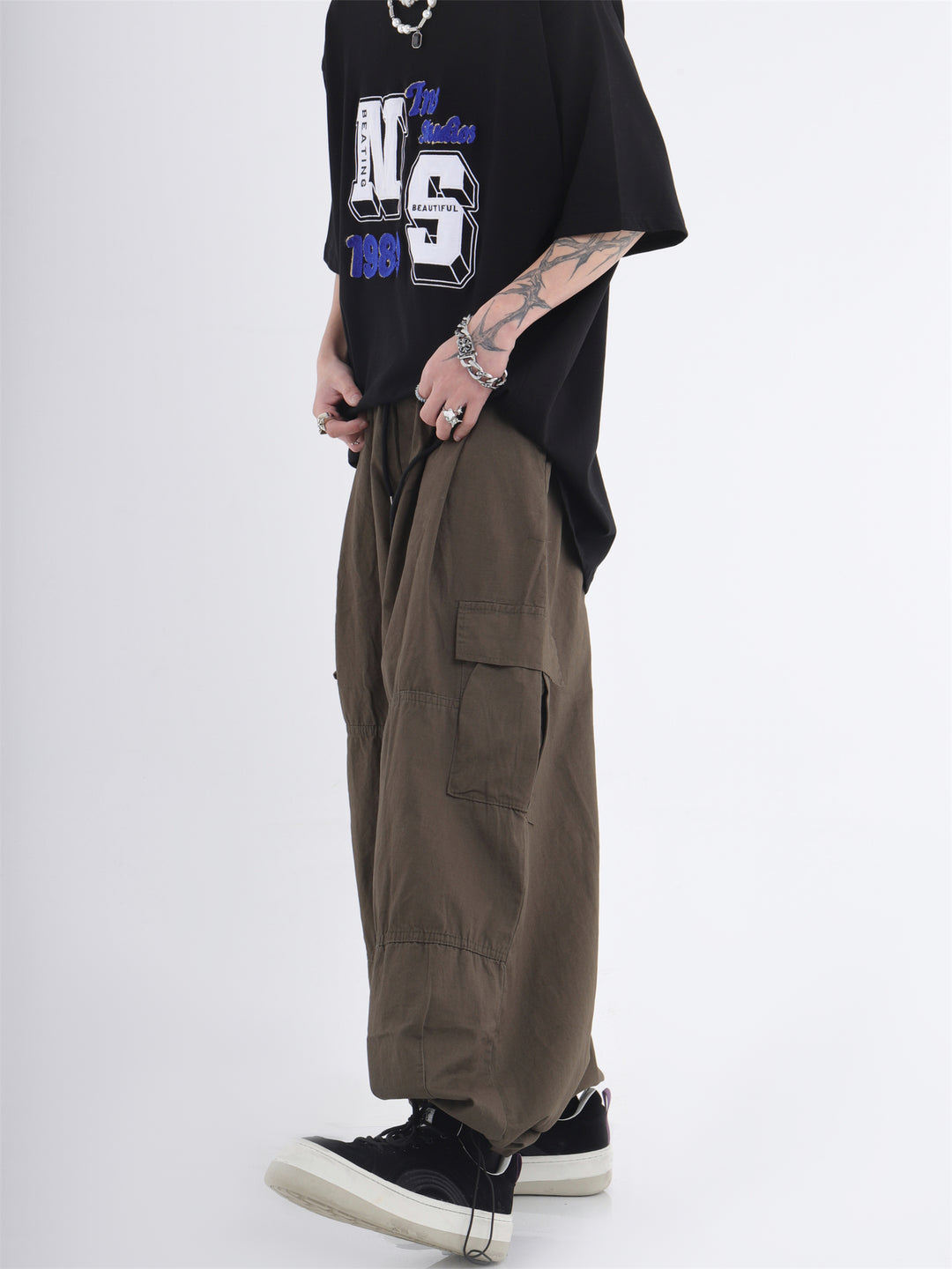 [INSstudios] Pocket Loose Wide Leg Casual Trousers NA597