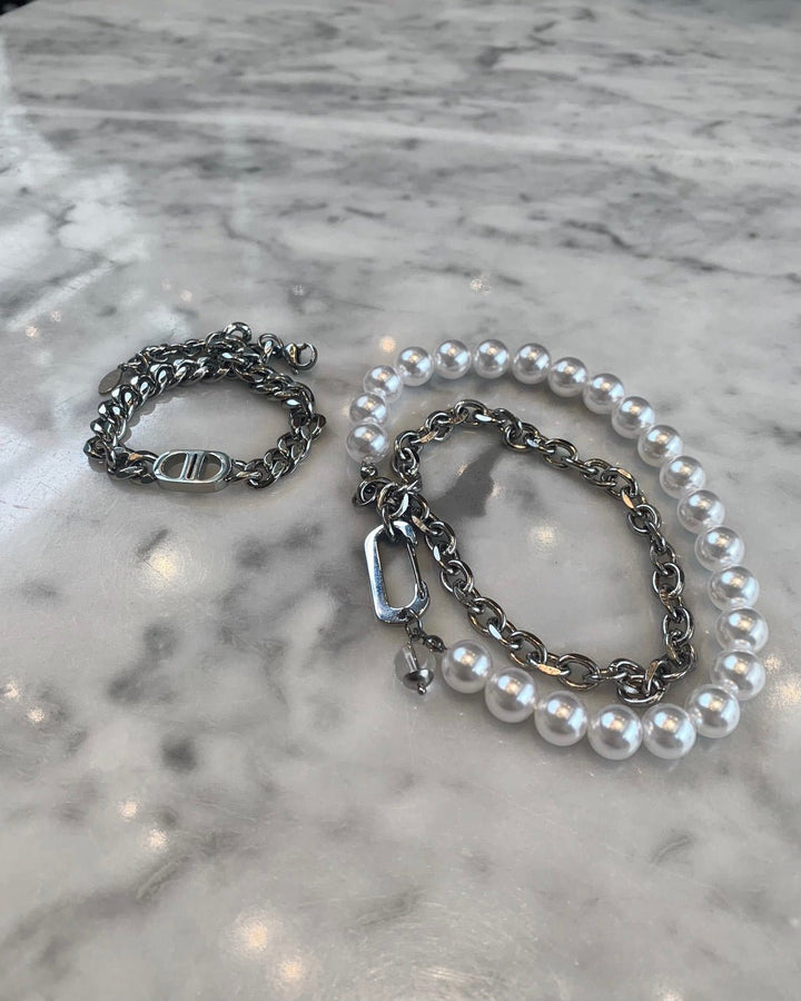 [luxe__05] steel chain necklace & bracelet NA621