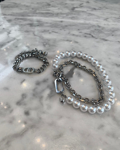 [luxe__05] steel chain necklace &amp; bracelet NA621